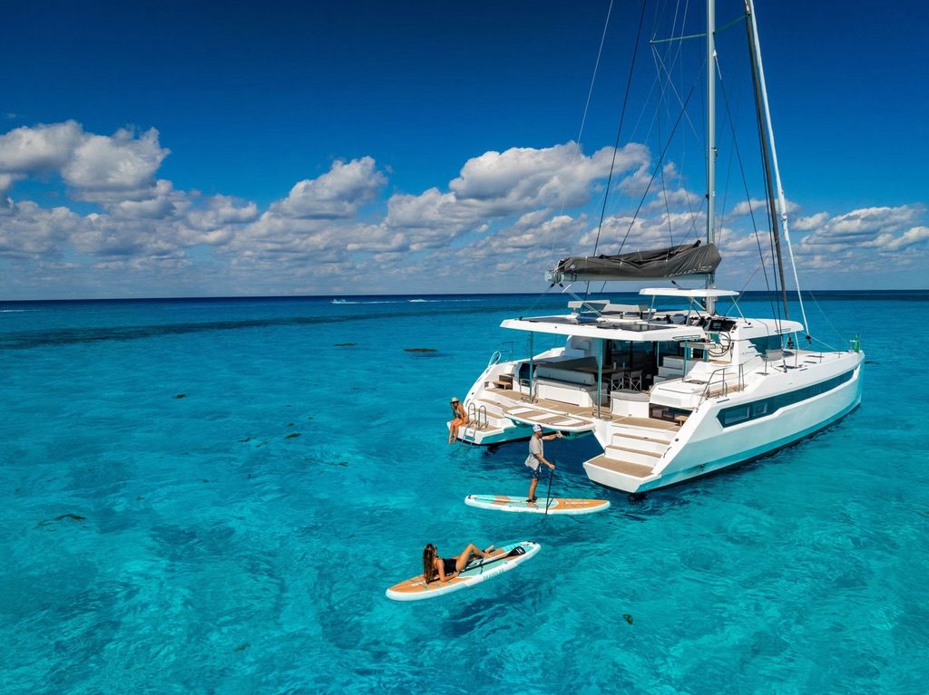Aerial view at anchor over the reef