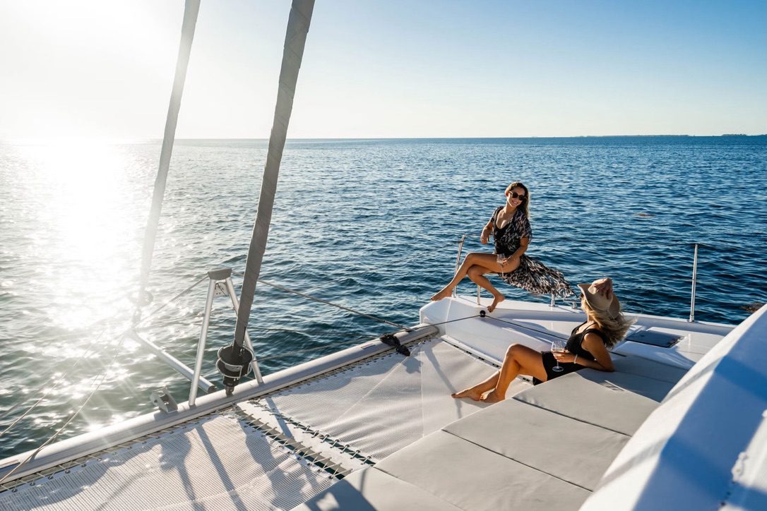 Foredeck lounging at golden hour