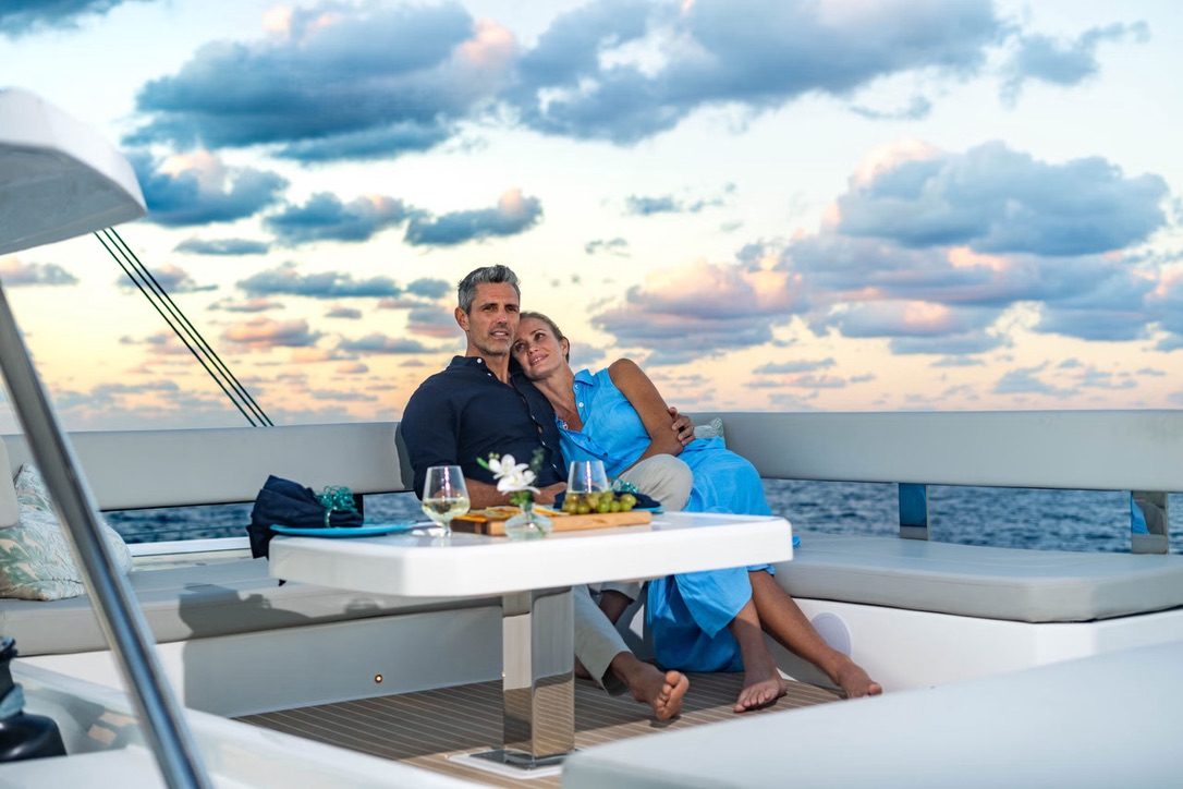 Sunset dining in the cockpit